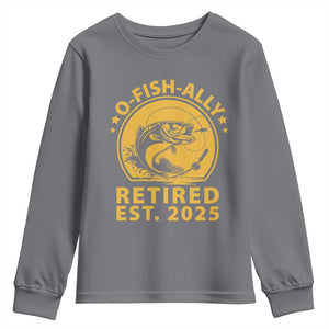 Fishing Retirement Youth Sweatshirt O-Fish-Ally Retired 2025 For Fisherman TS10 Charcoal Print Your Wear