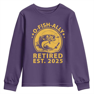 Fishing Retirement Youth Sweatshirt O-Fish-Ally Retired 2025 For Fisherman TS10 Purple Print Your Wear