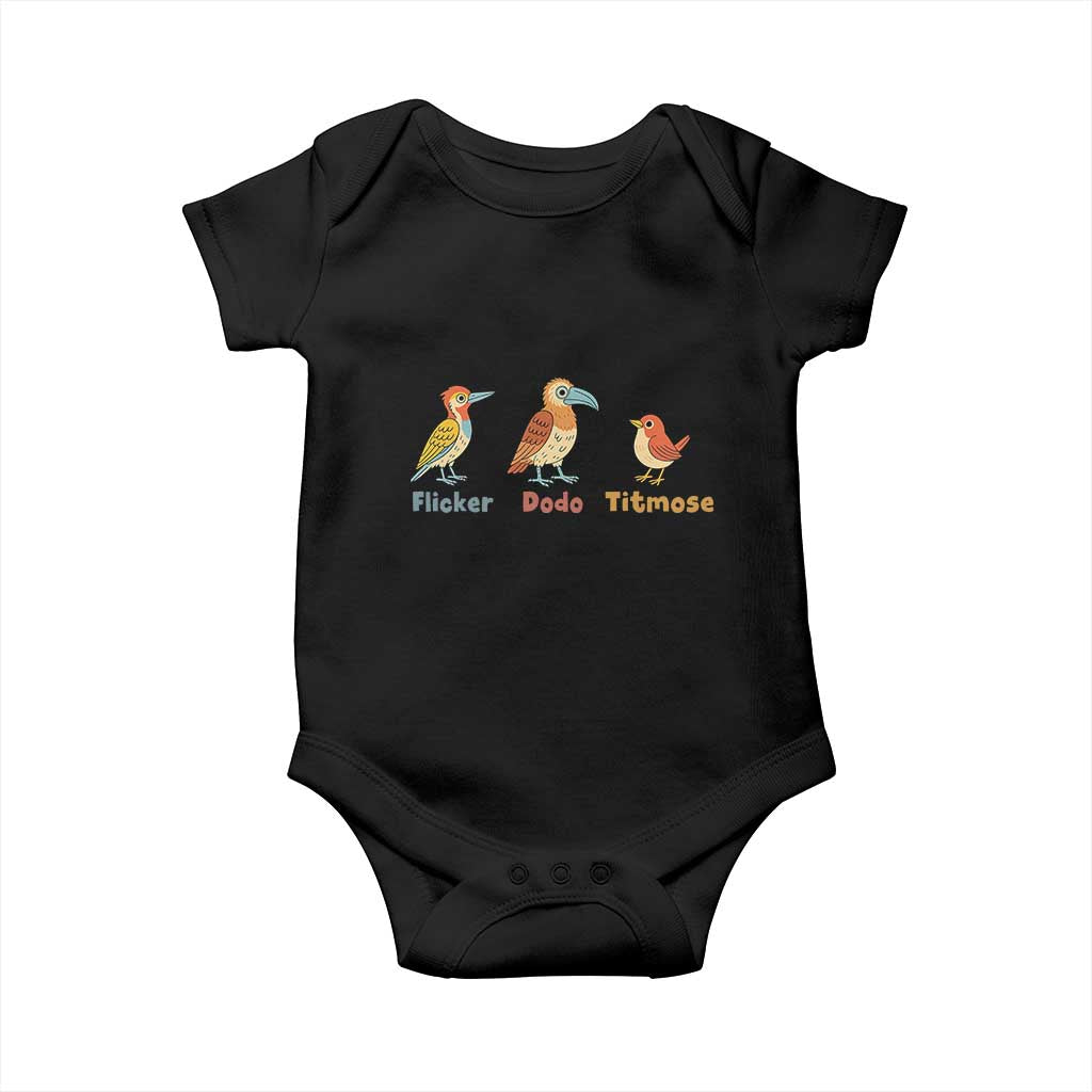 Flicker Dodo Titmouse Subtle FDT Baby Onesie Funny Bird Lover Nature TS02 Black Print Your Wear