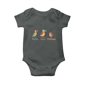 Flicker Dodo Titmouse Subtle FDT Baby Onesie Funny Bird Lover Nature TS02 Dark Heather Print Your Wear