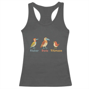 Flicker Dodo Titmouse Subtle FDT Racerback Tank Top Funny Bird Lover Nature TS02 Dark Heather Print Your Wear
