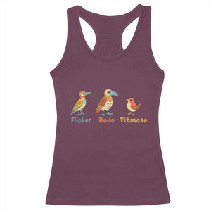 Flicker Dodo Titmouse Subtle FDT Racerback Tank Top Funny Bird Lover Nature TS02 Maroon Print Your Wear