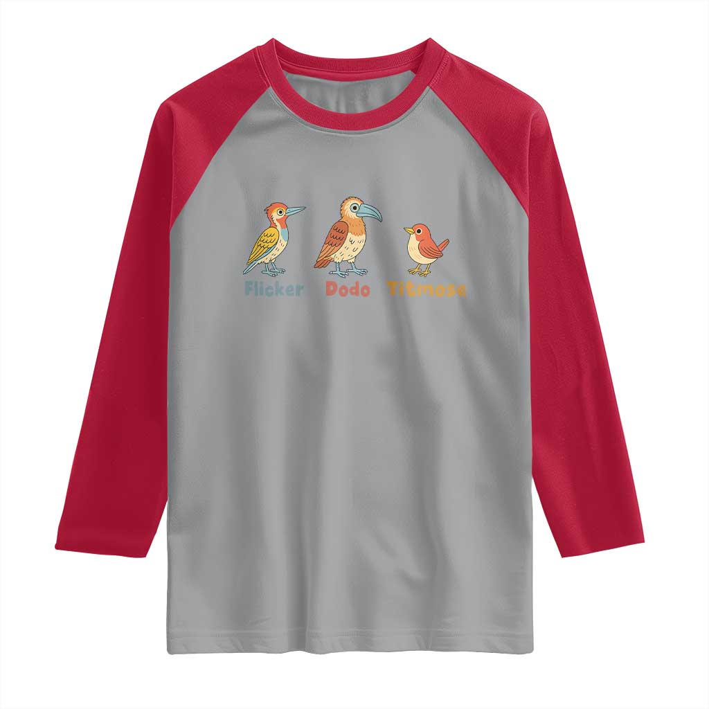 Flicker Dodo Titmouse Subtle FDT Raglan Shirt Funny Bird Lover Nature TS02 Sport Gray Red Print Your Wear