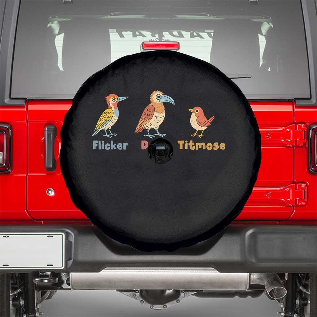 Flicker Dodo Titmouse Subtle FDT Spare Tire Cover Funny Bird Lover Nature TS02 Black Print Your Wear