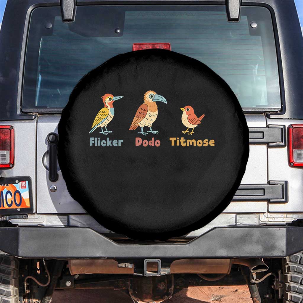 Flicker Dodo Titmouse Subtle FDT Spare Tire Cover Funny Bird Lover Nature TS02 No hole Black Print Your Wear