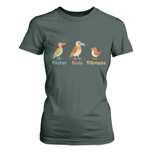 Flicker Dodo Titmouse Subtle FDT T Shirt For Women Funny Bird Lover Nature TS02 Dark Forest Green Print Your Wear