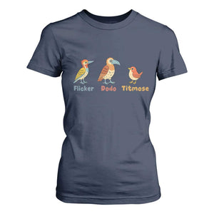 Flicker Dodo Titmouse Subtle FDT T Shirt For Women Funny Bird Lover Nature TS02 Navy Print Your Wear