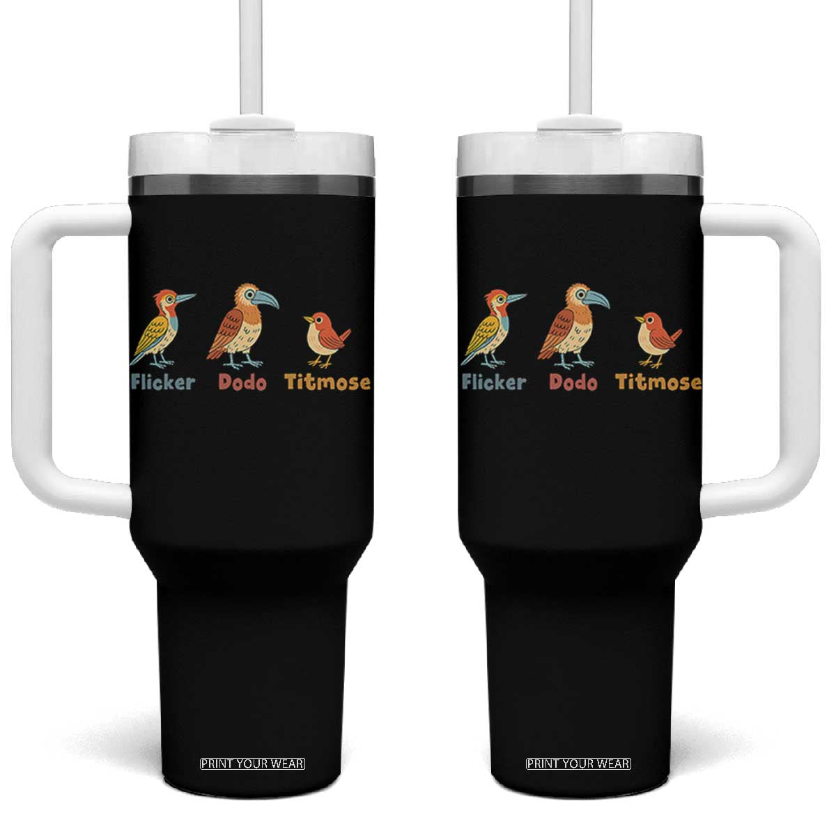 Flicker Dodo Titmouse Subtle FDT Tumbler With Handle Funny Bird Lover Nature TS02 One Size: 40 oz Black Print Your Wear