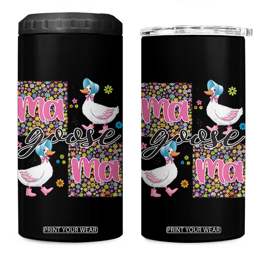 Floral Mama Goose 4 in 1 Can Cooler Tumbler Coquette Vintage Aesthetic Geese Mom Mothers Day TS02 One Size: 16 oz Black Print Your Wear