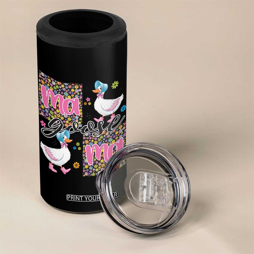 Floral Mama Goose 4 in 1 Can Cooler Tumbler Coquette Vintage Aesthetic Geese Mom Mothers Day TS02 Print Your Wear