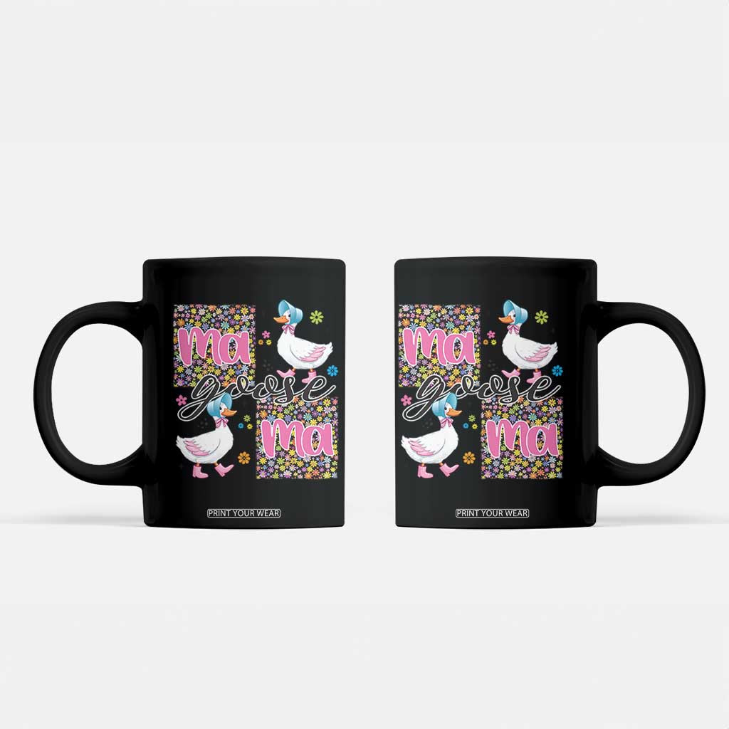 Floral Mama Goose Coffee Mug Coquette Vintage Aesthetic Geese Mom Mothers Day TS02 Black Print Your Wear