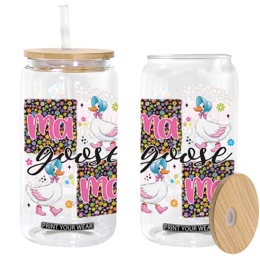 Floral Mama Goose Glass Can Coquette Vintage Aesthetic Geese Mom Mothers Day TS02 Black Print Your Wear