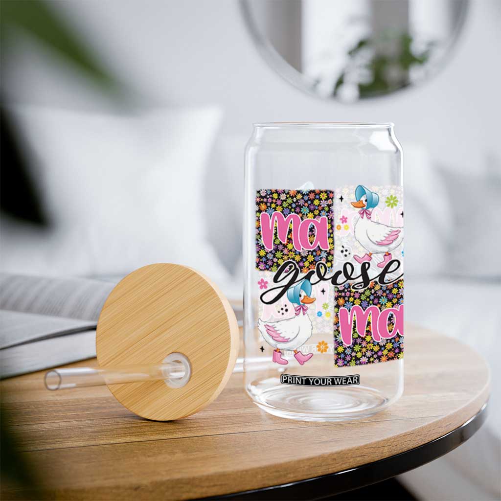 Floral Mama Goose Glass Can Coquette Vintage Aesthetic Geese Mom Mothers Day TS02 Print Your Wear