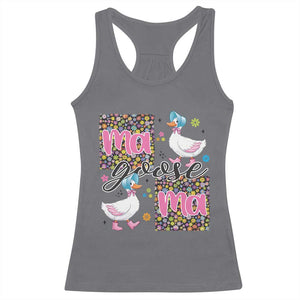 Floral Mama Goose Racerback Tank Top Coquette Vintage Aesthetic Geese Mom Mothers Day TS02 Charcoal Print Your Wear