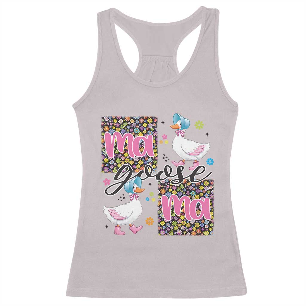Floral Mama Goose Racerback Tank Top Coquette Vintage Aesthetic Geese Mom Mothers Day TS02 Ice Gray Print Your Wear