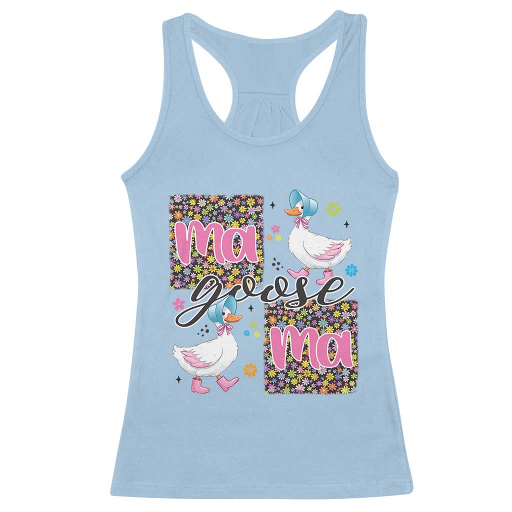Floral Mama Goose Racerback Tank Top Coquette Vintage Aesthetic Geese Mom Mothers Day TS02 Light Blue Print Your Wear