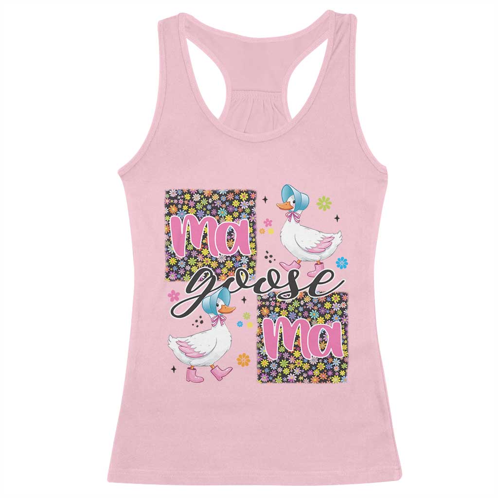 Floral Mama Goose Racerback Tank Top Coquette Vintage Aesthetic Geese Mom Mothers Day TS02 Light Pink Print Your Wear