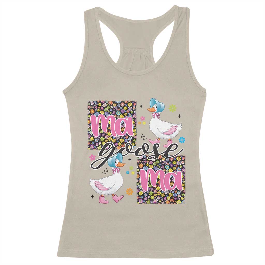 Floral Mama Goose Racerback Tank Top Coquette Vintage Aesthetic Geese Mom Mothers Day TS02 Sand Print Your Wear