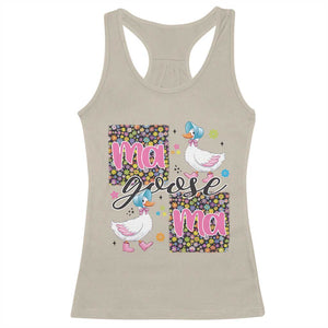 Floral Mama Goose Racerback Tank Top Coquette Vintage Aesthetic Geese Mom Mothers Day TS02 Sand Print Your Wear