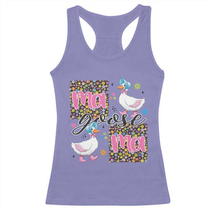 Floral Mama Goose Racerback Tank Top Coquette Vintage Aesthetic Geese Mom Mothers Day TS02 Violet Print Your Wear