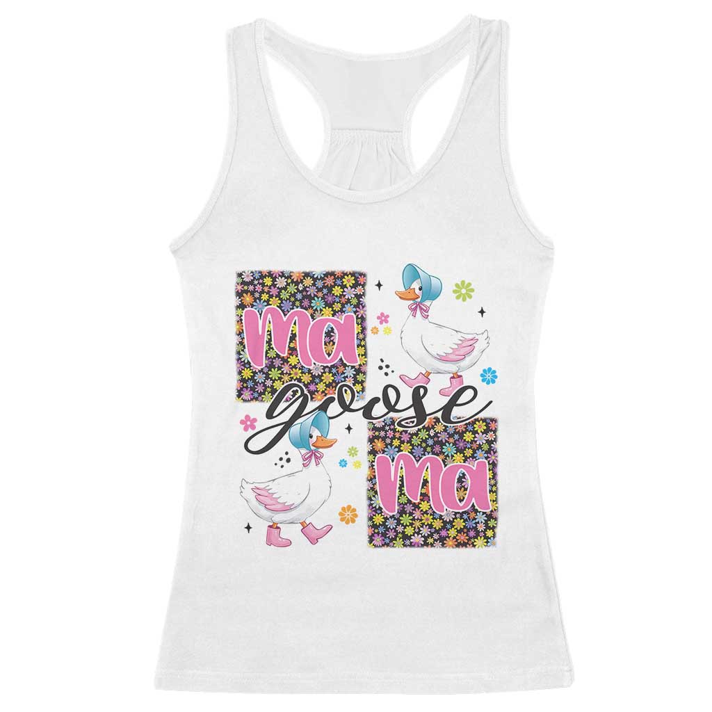 Floral Mama Goose Racerback Tank Top Coquette Vintage Aesthetic Geese Mom Mothers Day TS02 White Print Your Wear