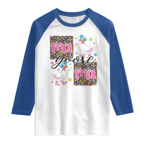 Floral Mama Goose Raglan Shirt Coquette Vintage Aesthetic Geese Mom Mothers Day TS02 White Royal Print Your Wear