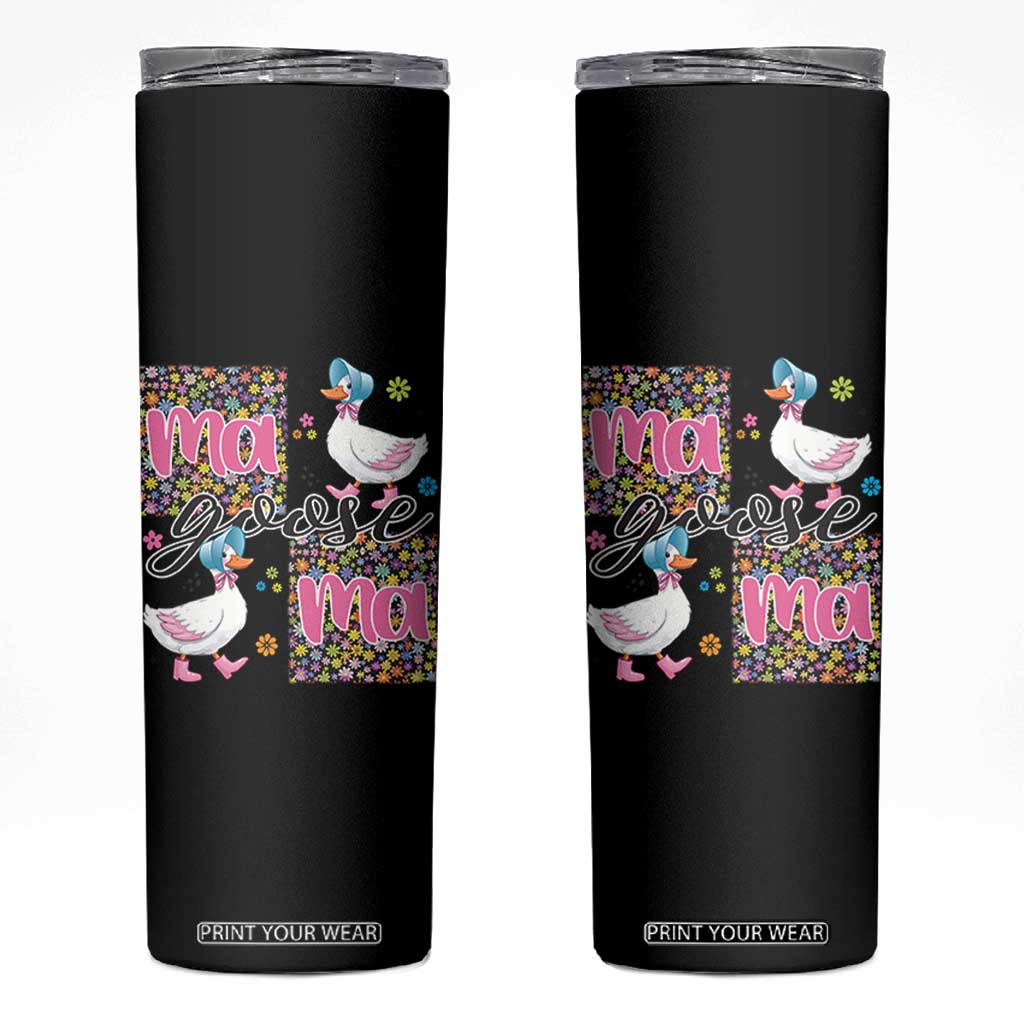 Floral Mama Goose Skinny Tumbler Coquette Vintage Aesthetic Geese Mom Mothers Day TS02 Black Print Your Wear