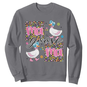 Floral Mama Goose Sweatshirt Coquette Vintage Aesthetic Geese Mom Mothers Day TS02 Charcoal Print Your Wear