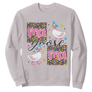 Floral Mama Goose Sweatshirt Coquette Vintage Aesthetic Geese Mom Mothers Day TS02 Ice Gray Print Your Wear