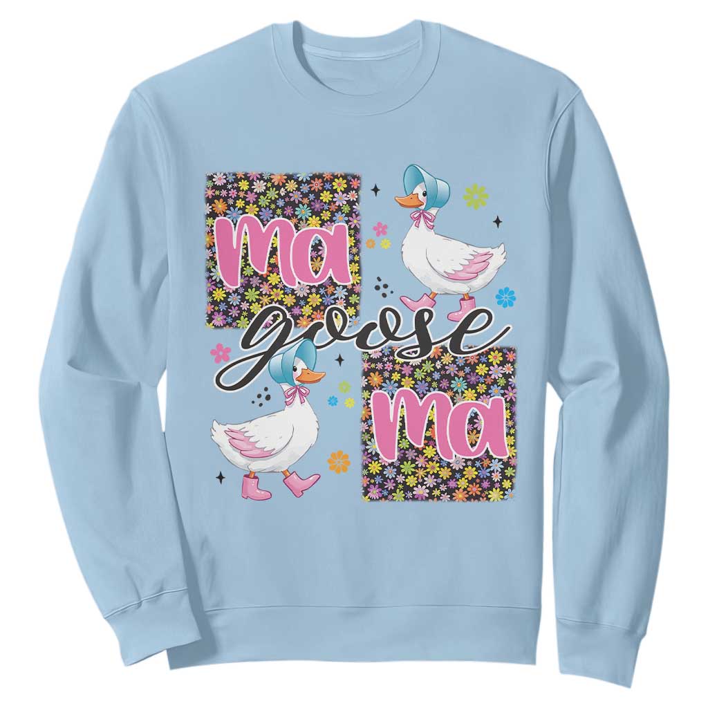 Floral Mama Goose Sweatshirt Coquette Vintage Aesthetic Geese Mom Mothers Day TS02 Light Blue Print Your Wear
