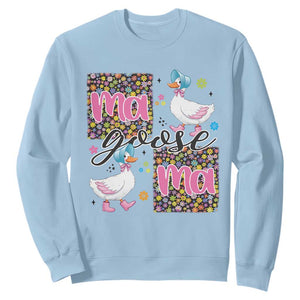 Floral Mama Goose Sweatshirt Coquette Vintage Aesthetic Geese Mom Mothers Day TS02 Light Blue Print Your Wear