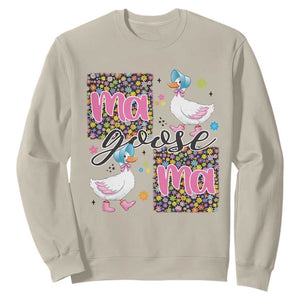 Floral Mama Goose Sweatshirt Coquette Vintage Aesthetic Geese Mom Mothers Day TS02 Sand Print Your Wear