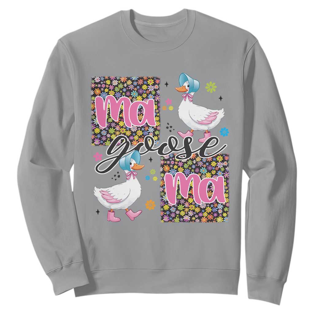 Floral Mama Goose Sweatshirt Coquette Vintage Aesthetic Geese Mom Mothers Day TS02 Sport Gray Print Your Wear