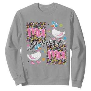 Floral Mama Goose Sweatshirt Coquette Vintage Aesthetic Geese Mom Mothers Day TS02 Sport Gray Print Your Wear