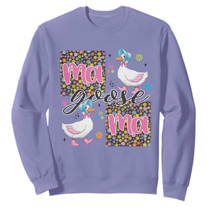 Floral Mama Goose Sweatshirt Coquette Vintage Aesthetic Geese Mom Mothers Day TS02 Violet Print Your Wear