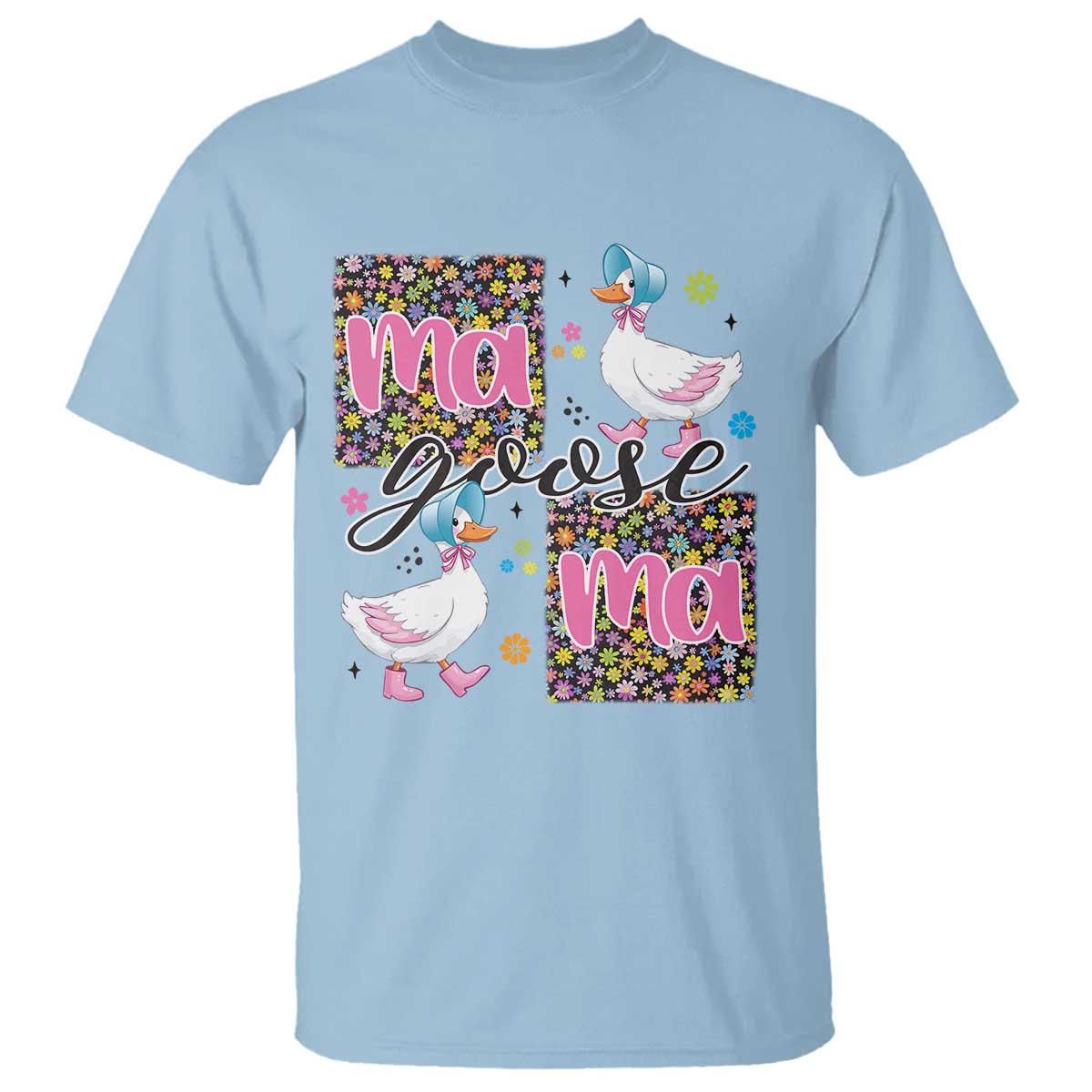 Floral Mama Goose T Shirt Coquette Vintage Aesthetic Geese Mom Mothers Day TS02 Light Blue Print Your Wear