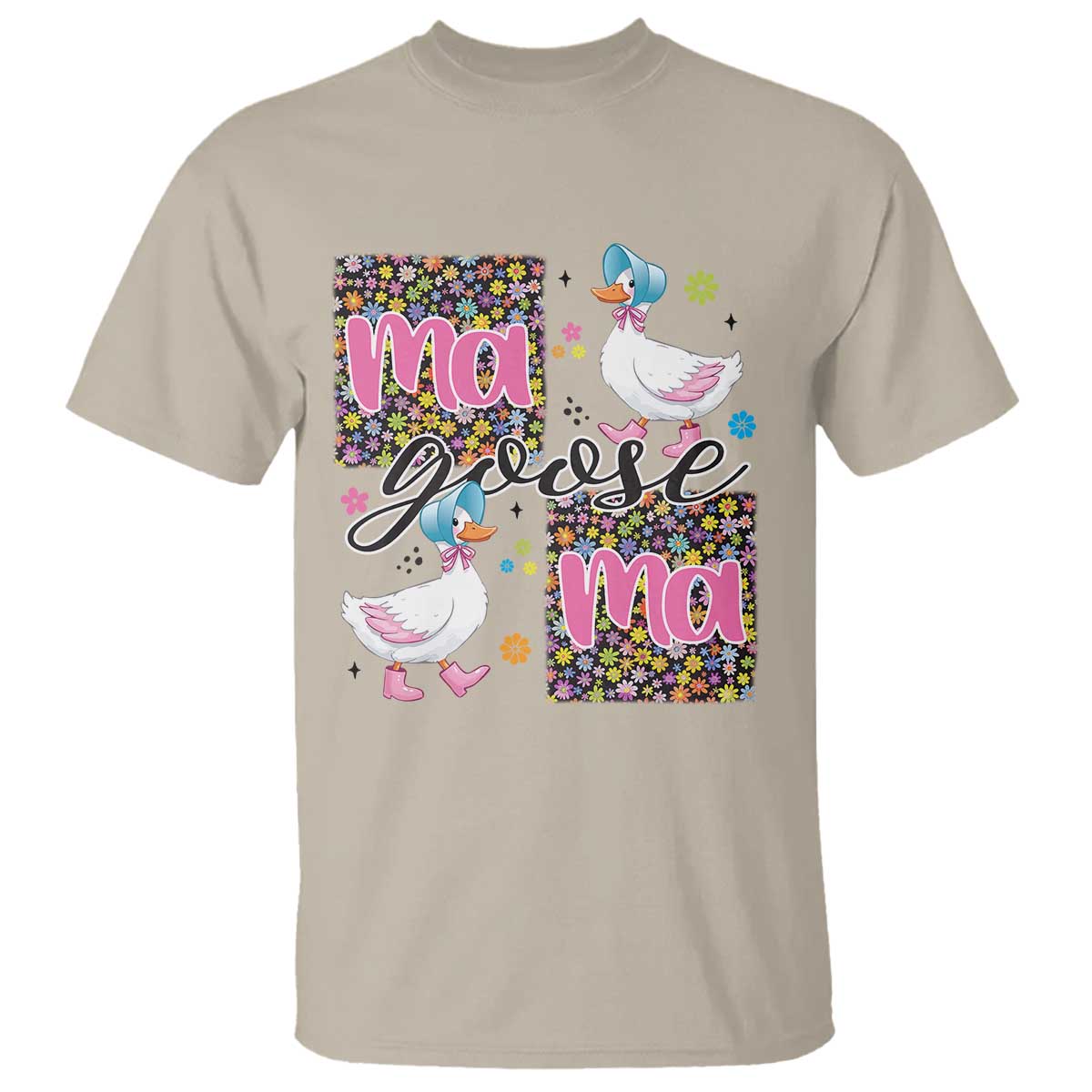 Floral Mama Goose T Shirt Coquette Vintage Aesthetic Geese Mom Mothers Day TS02 Sand Print Your Wear
