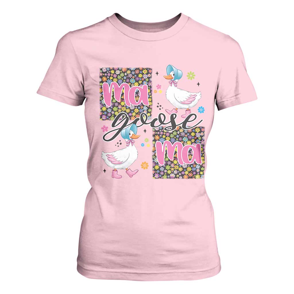 Floral Mama Goose T Shirt For Women Coquette Vintage Aesthetic Geese Mom Mothers Day TS02 Light Pink Print Your Wear