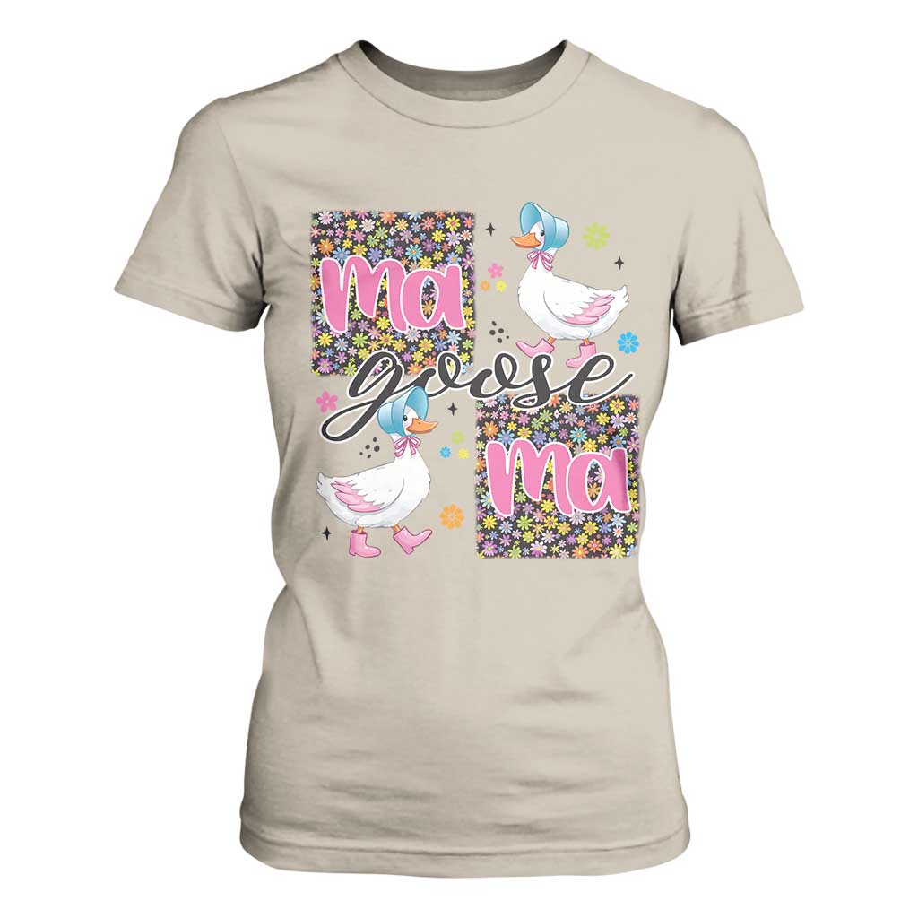 Floral Mama Goose T Shirt For Women Coquette Vintage Aesthetic Geese Mom Mothers Day TS02 Sand Print Your Wear