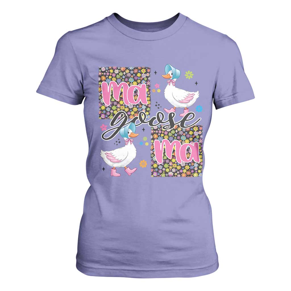 Floral Mama Goose T Shirt For Women Coquette Vintage Aesthetic Geese Mom Mothers Day TS02 Violet Print Your Wear