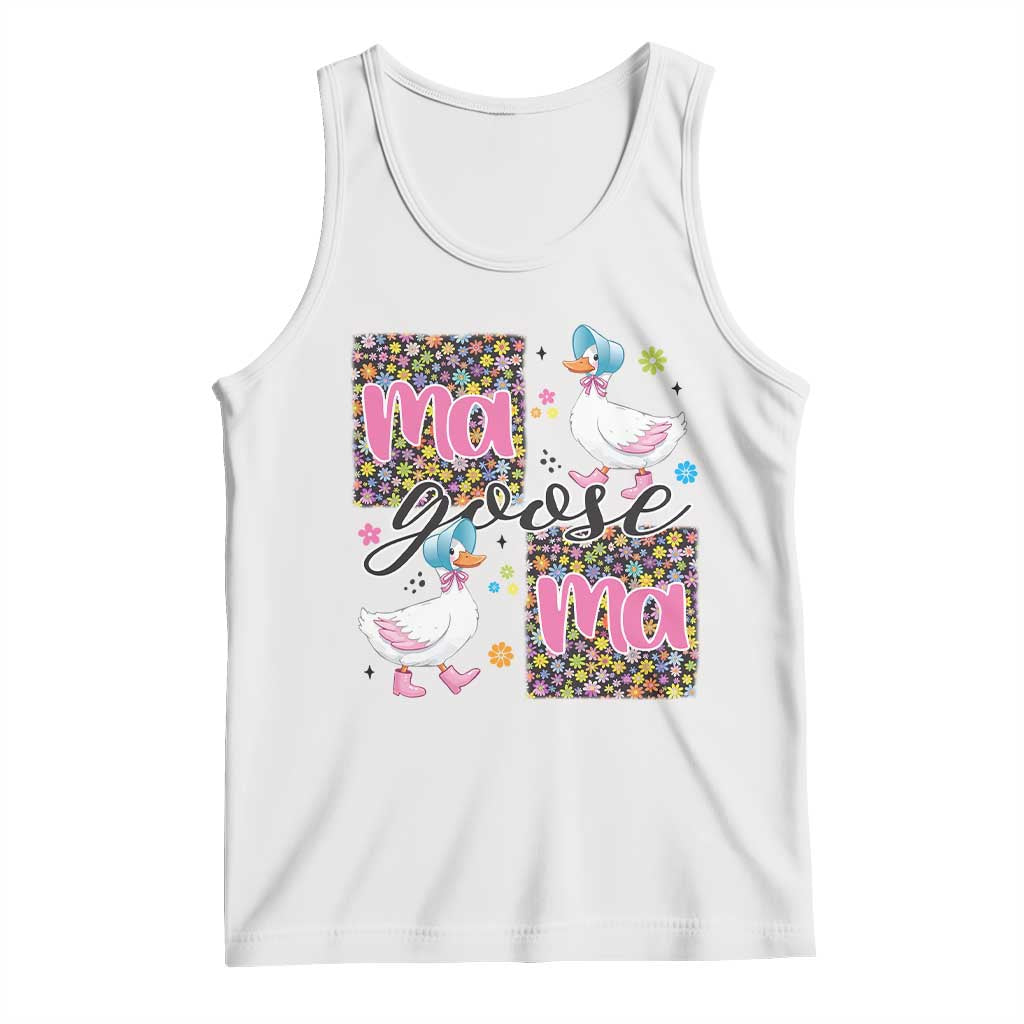 Floral Mama Goose Tank Top Coquette Vintage Aesthetic Geese Mom Mothers Day TS02 White Print Your Wear