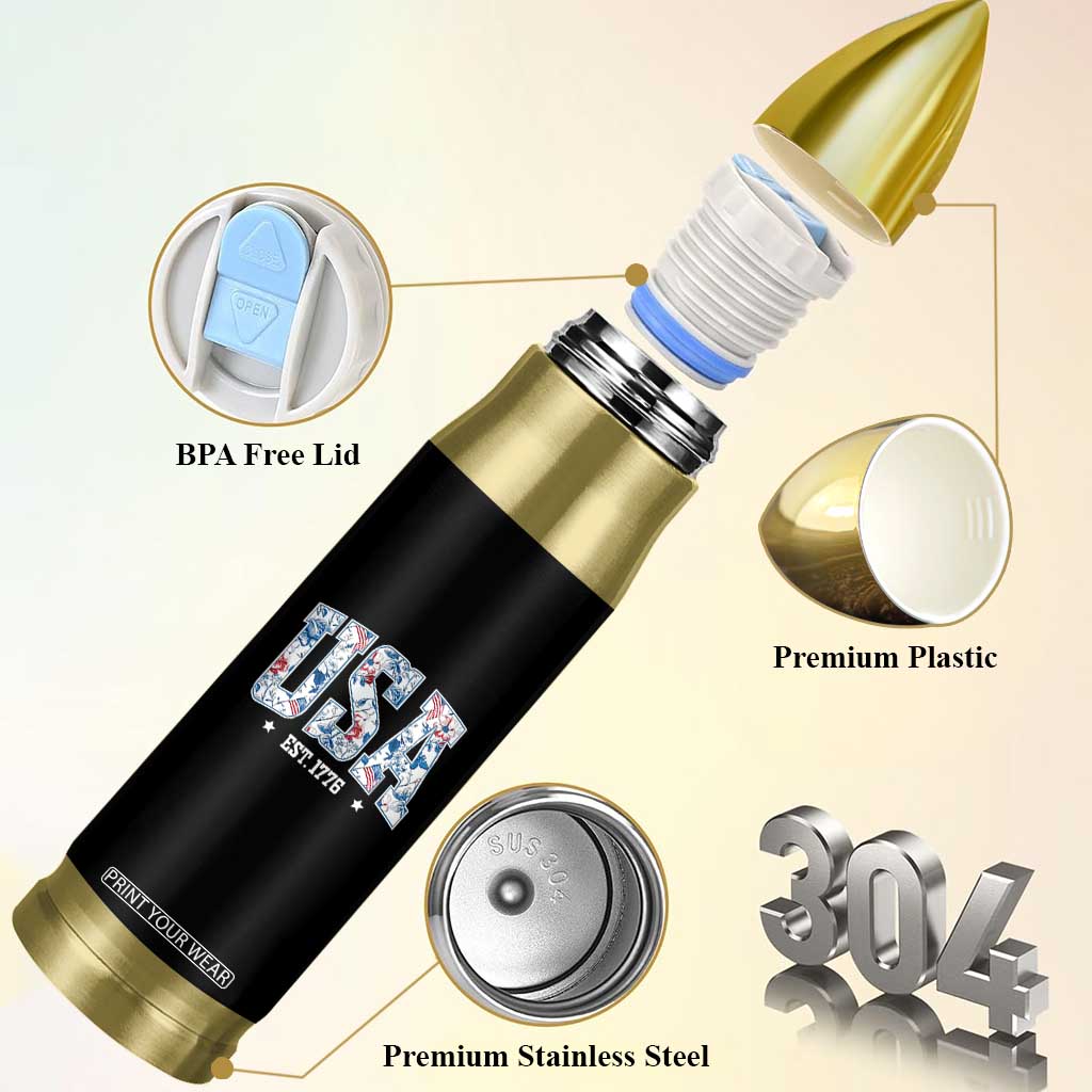 Floral USA Bullet Tumbler Est 1776 Patriotic American Girl 4th of July TS10 Print Your Wear