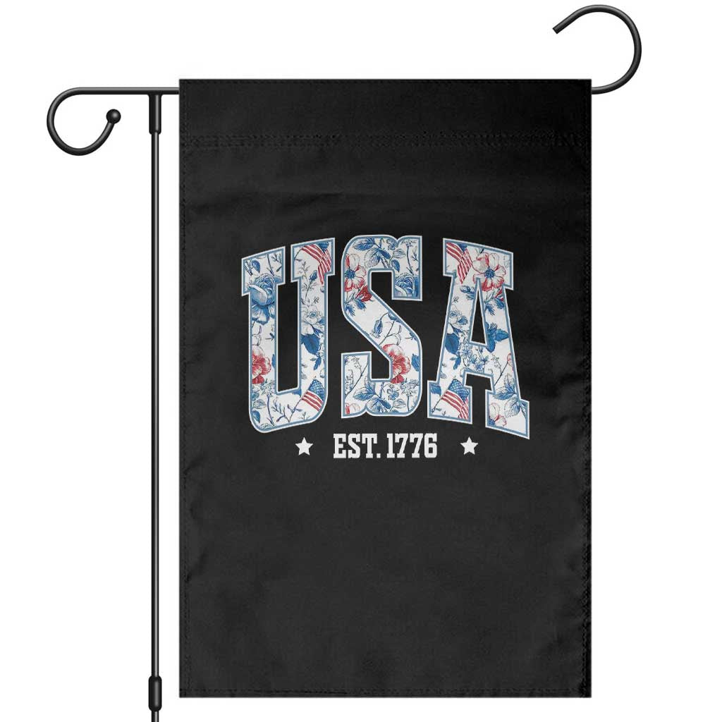 Floral USA Garden Flag Est 1776 Patriotic American Girl 4th of July TS10 Black Print Your Wear