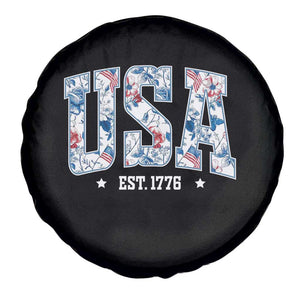 Floral USA Spare Tire Cover Est 1776 Patriotic American Girl 4th of July TS10 Print Your Wear