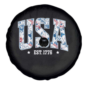 Floral USA Spare Tire Cover Est 1776 Patriotic American Girl 4th of July TS10 Print Your Wear