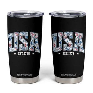 Floral USA Tumbler Cup Est 1776 Patriotic American Girl 4th of July TS10 Black Print Your Wear
