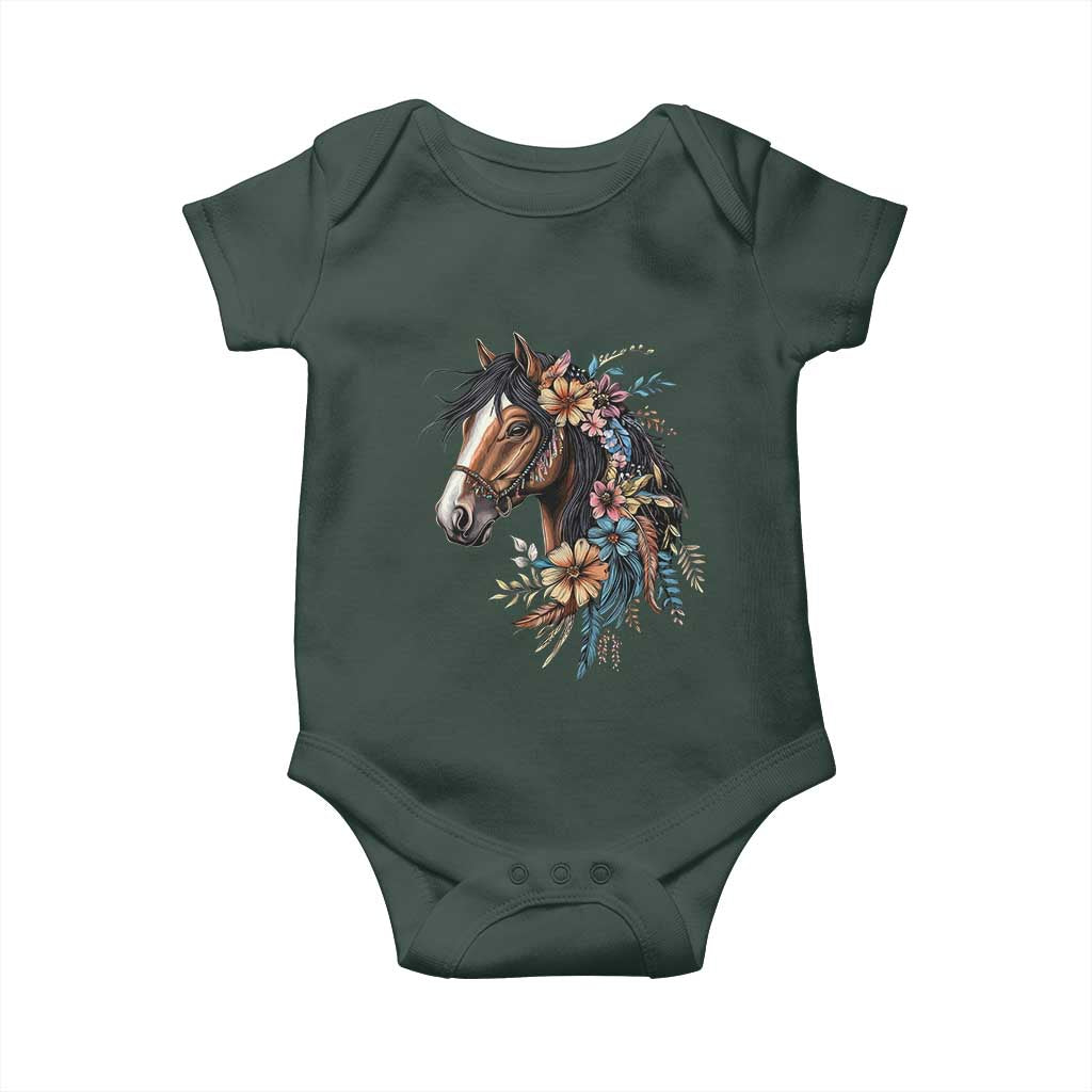 Floral Wild Horse Country Horse Riding Baby Onesie TS11 Print Your Wear