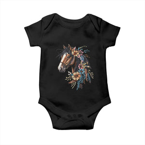 Floral Wild Horse Country Horse Riding Baby Onesie TS11 Black Print Your Wear