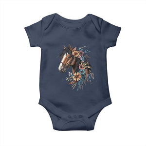 Floral Wild Horse Country Horse Riding Baby Onesie TS11 Navy Print Your Wear