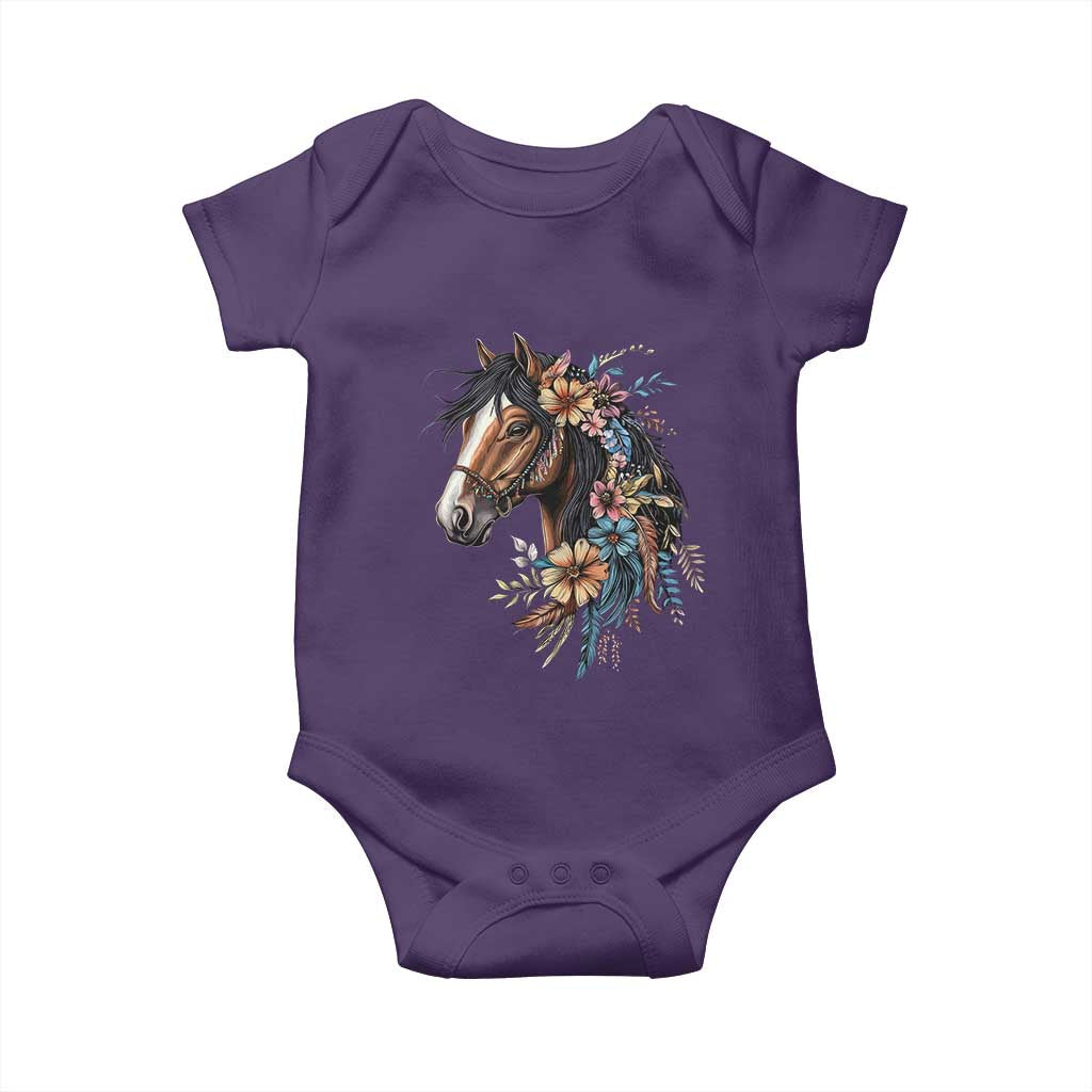 Floral Wild Horse Country Horse Riding Baby Onesie TS11 Purple Print Your Wear